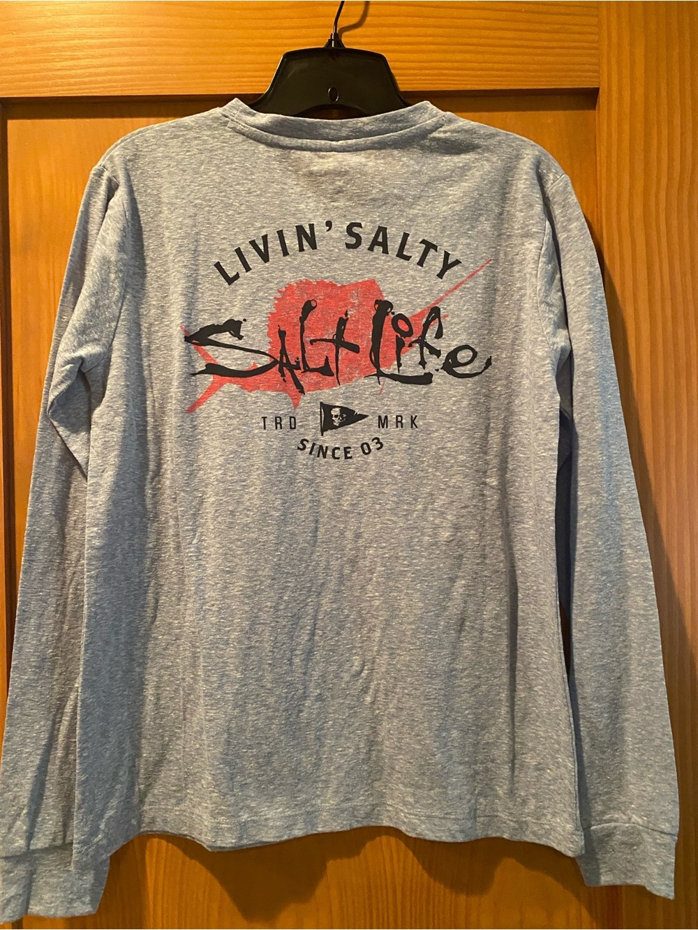 Salt Life Men’s Livin’ Salty Salt Wash Blue  Long Sleeve T-Shirt NWT  S